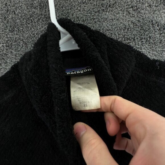 Patagonia Adult Women Jacket Black Full Zip Fuzzy XS Snap Pocket Long Sleeve - Picture 8 of 11